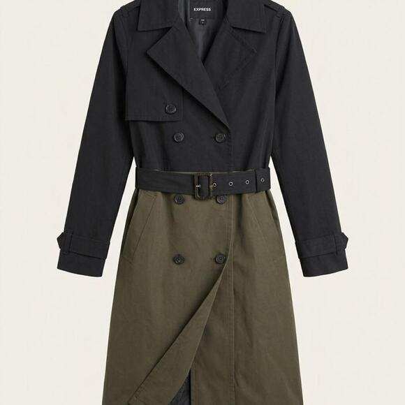 Express Jackets & Blazers - Express colorblock trench coat black